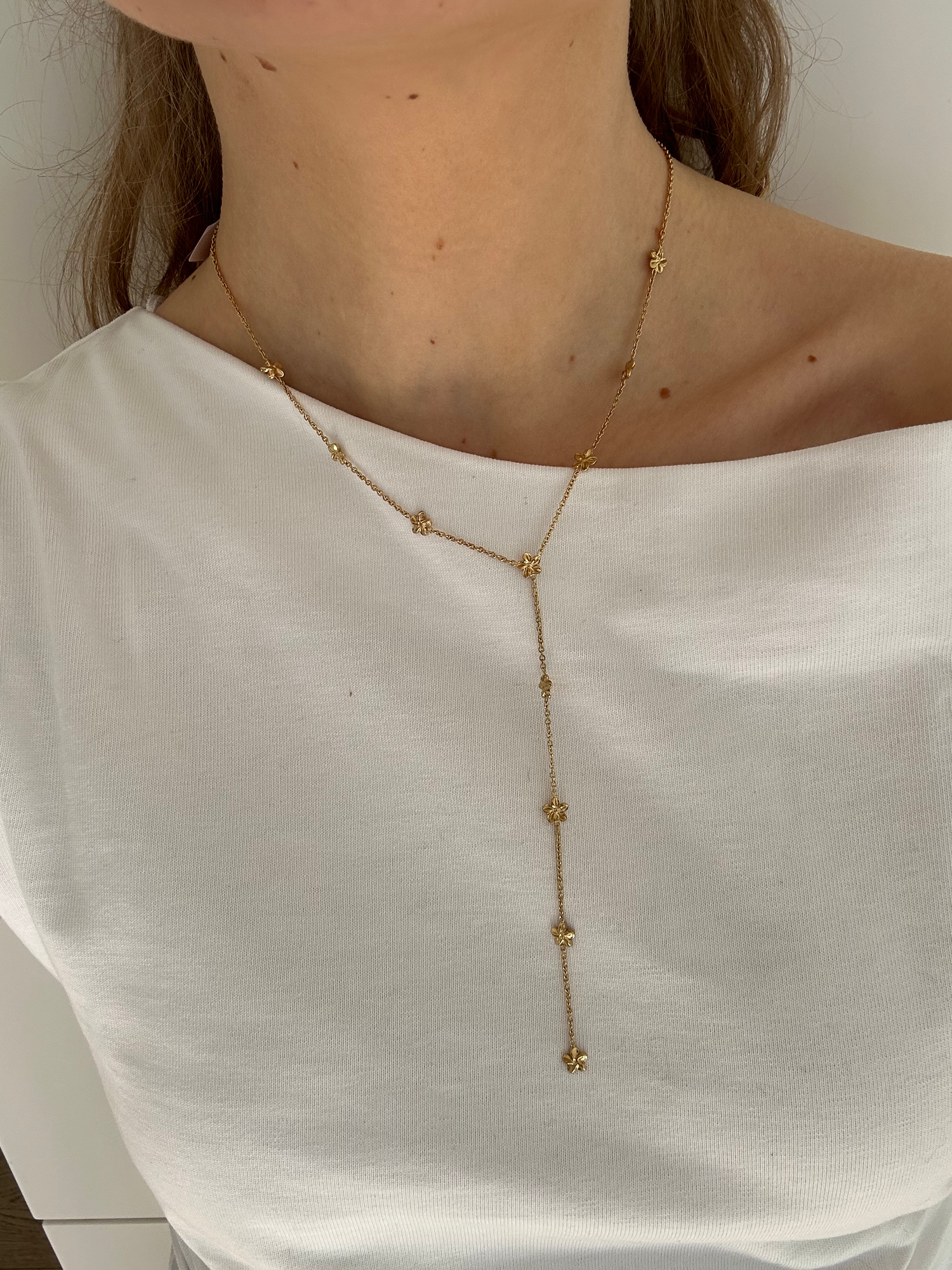 Little Golden Flower Y-Necklace
