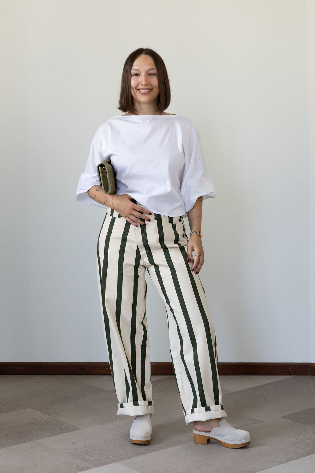 Jodie Striped Pantalon Green