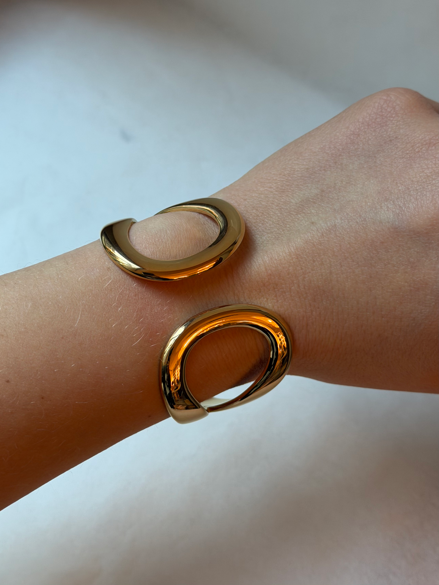 Open Golden Woven Bracelet-Goud/Zilver