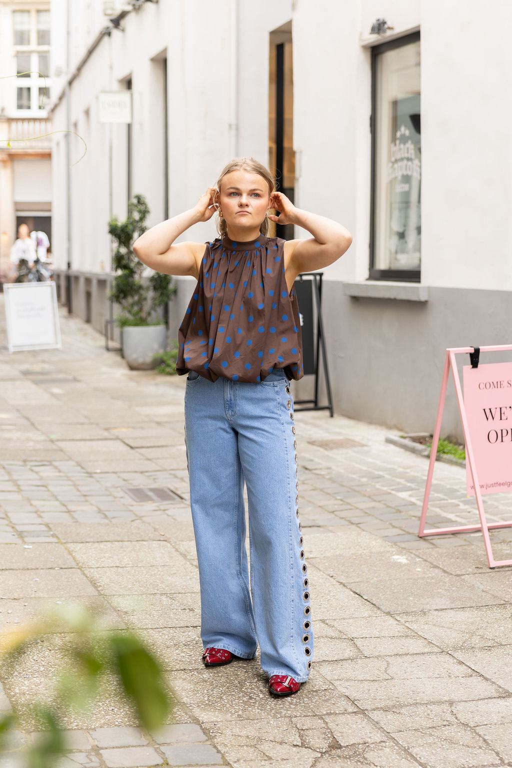Bea Polkadot Blouse Brown