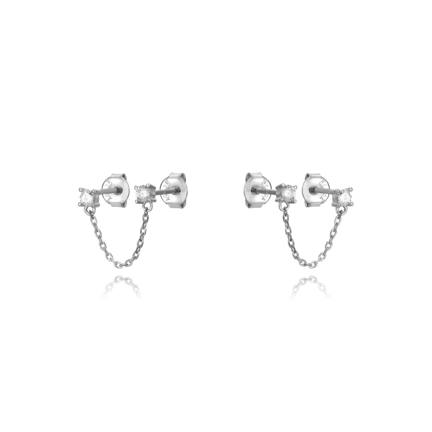 Mini Diamond Chain Earring-Goud/Zilver