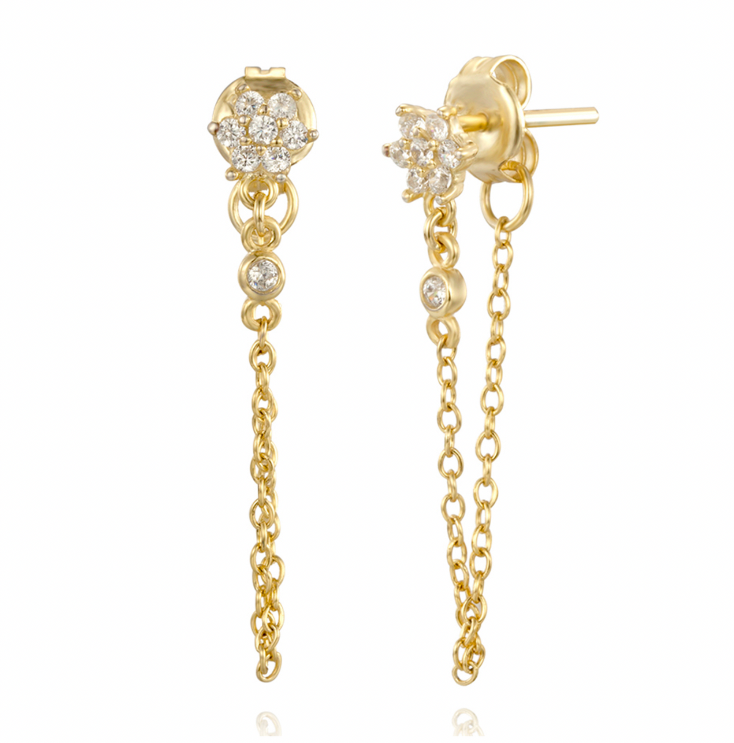 Ilya Flower Chain Earring Earring-Goud/Zilver