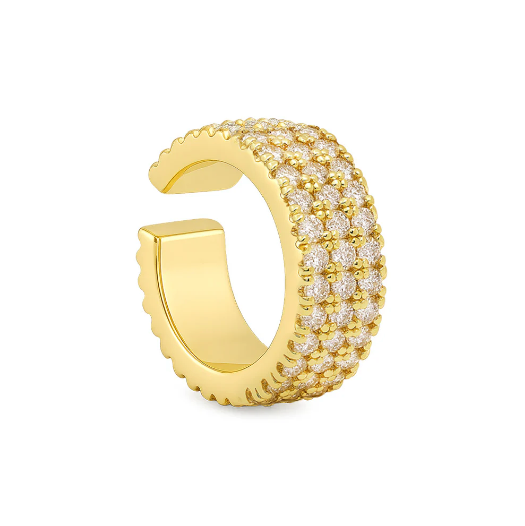Flat Diamond Earcuff-Goud/Zilver