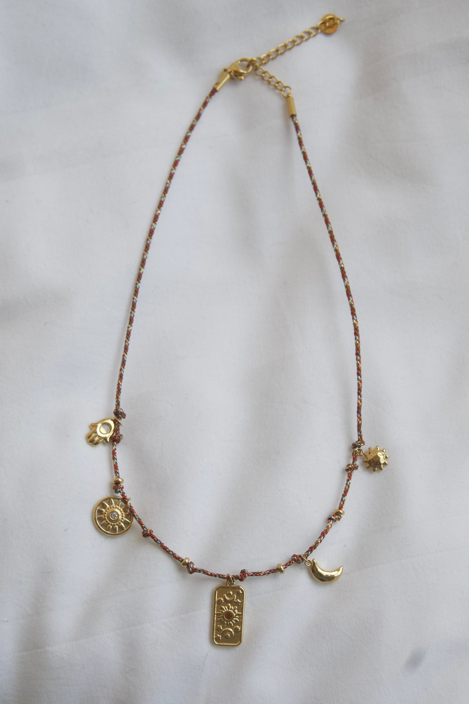 Astro Cord Card Necklace-Brown