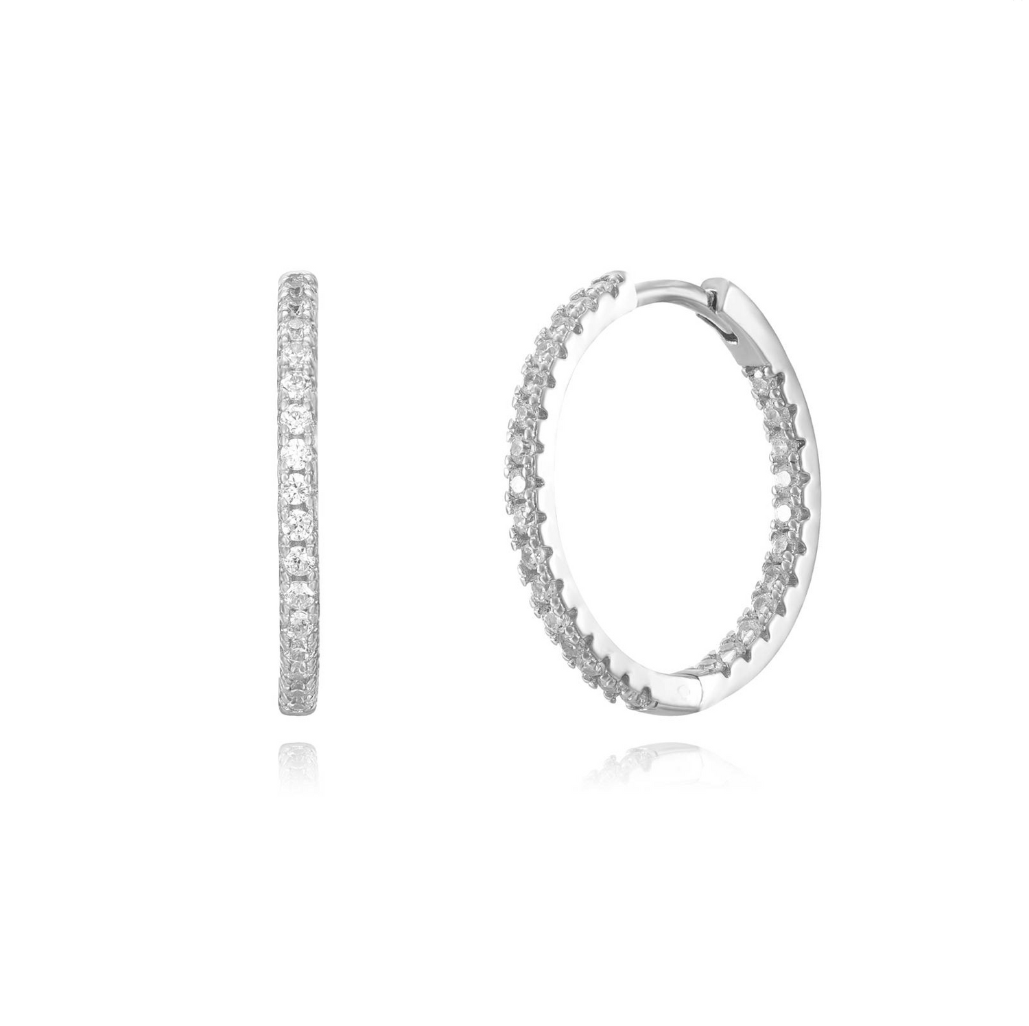 Diamond Hoop Earring 22MM-Goud/Zilver
