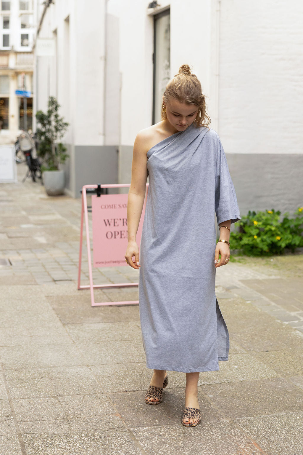Lou One Shoulder Dress Grey