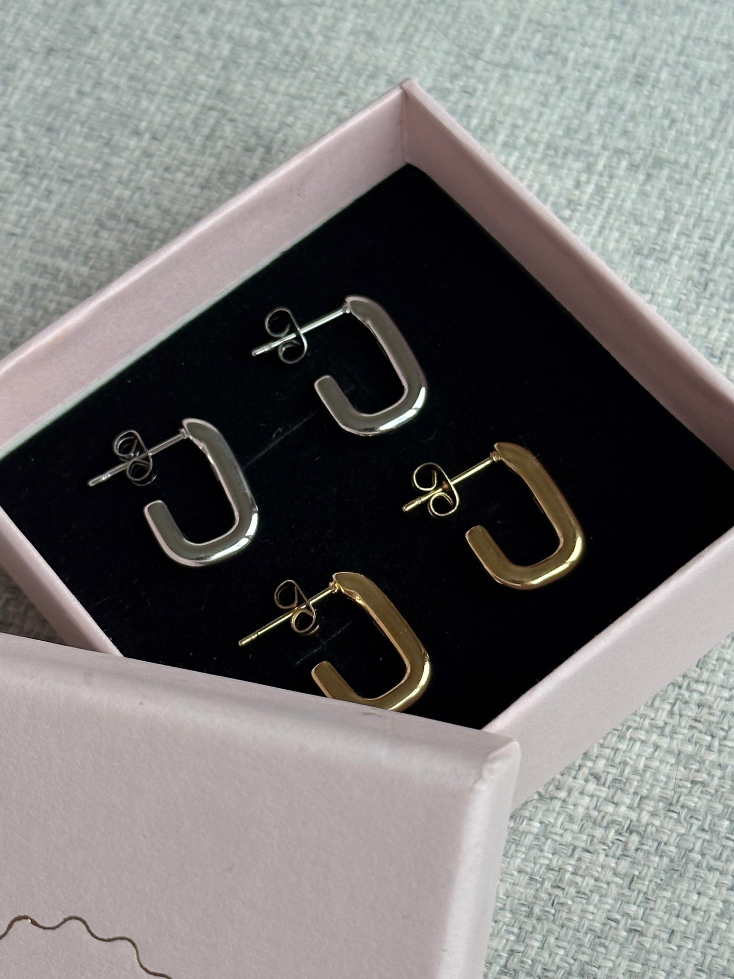 Mae Rectangle Earrings-Goud/Zilver