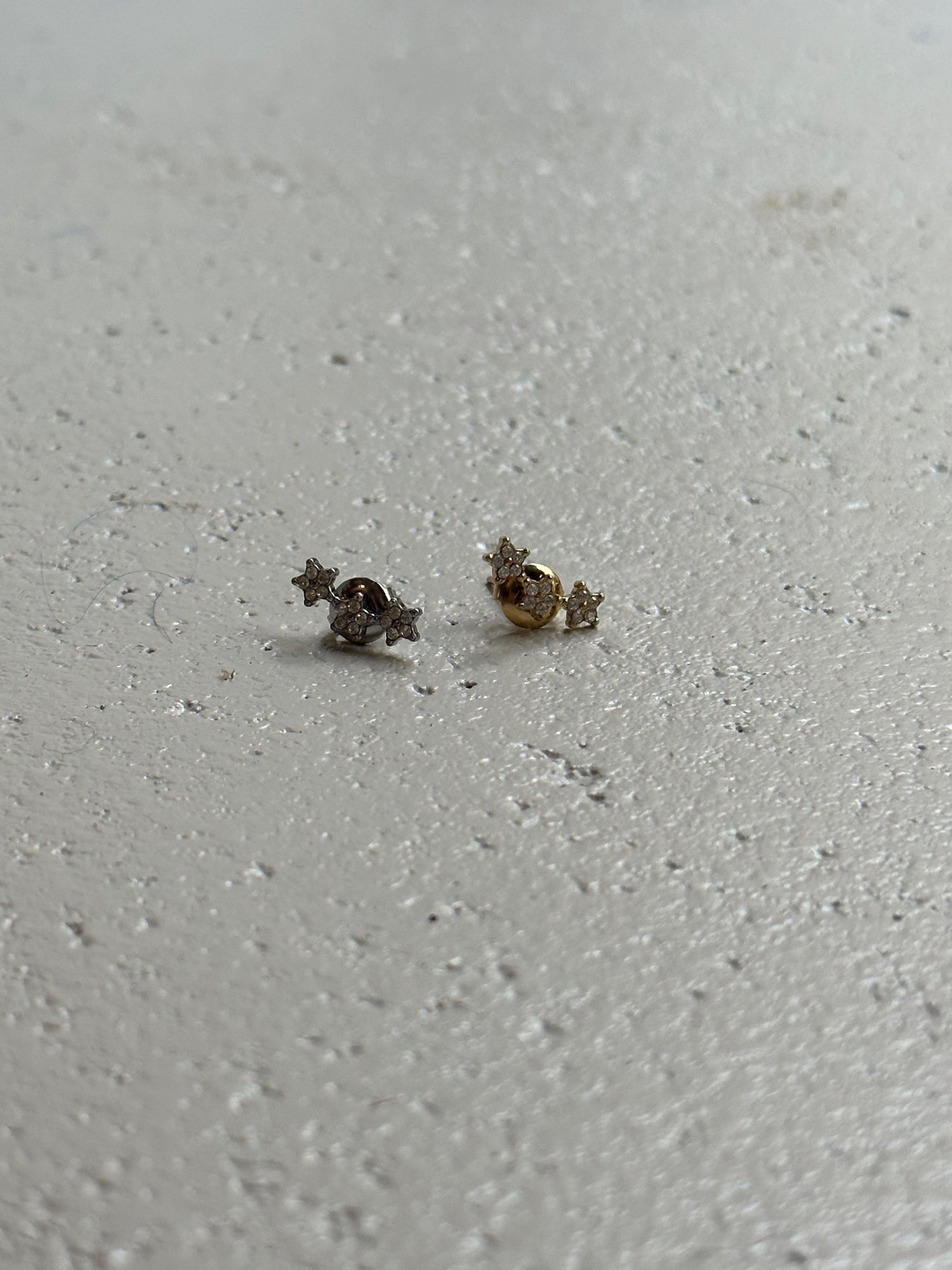 Diamond Star Row Earring-Goud/Zilver
